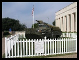 A restored WWII "DUK" sits on display outside the Hall of State